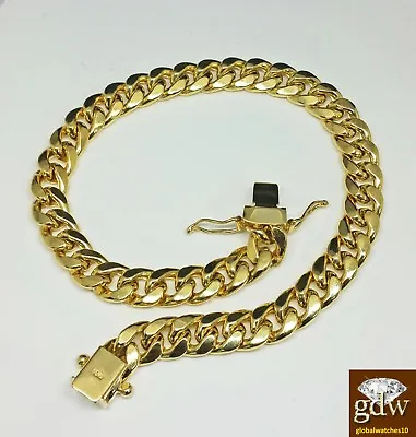 Real Gold Bracelet Men 10k Gold 8 Inch Miami Cuban Link Box Lock 7mm On Sale • $638.35