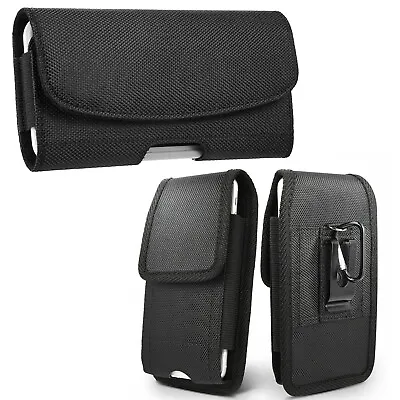 $12.99 • Buy For Apple IPhone Nylon Black Belt Clip Phone Case Cover Universal Pouch Holster