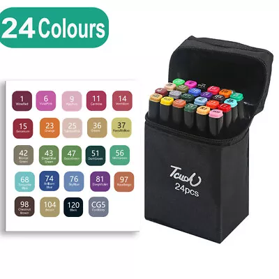 24 Colours Dual Tip Brush Pens Felt Tip Pens Colouring Pens For Adults And Kids • £7.99