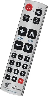 Universal TV Remote Control. Simple Easy Controller Seniors Elderly Big Buttons • £11.89