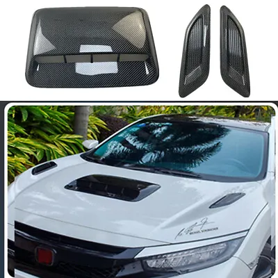 Carbon Fiber Car Hood Scoop Center & Side Air Flow Vent Intake Decorative Cover  • $48.50