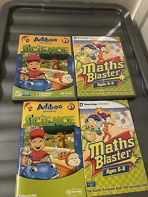 2 Rare Kids PC Education Games - Maths Blaster & Adiboo Presents Science CD Roms • £26.99