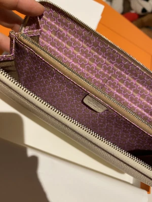 $53 • Buy Hermes Wallet Silk N Classique Beau Epsom/Soie Lucky Nata/Chai-Rose RRP $2040