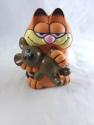 Garfield The Cat And Pooky 6.5  Piggy Bank Kat's Meow 1981 Vintage W/ Stopper • $11.99