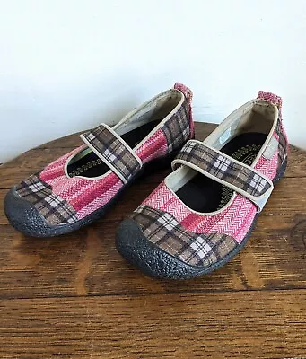 Keen Women’s 8 Harvest Mary Jane Flats Multicolor Pink Brown Plaid Slip Ons • $22