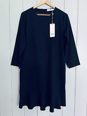 NWT 0039 Italy Dress M Medium Long Sleeves Black Lined Ruffle Hem Designer • $29.95
