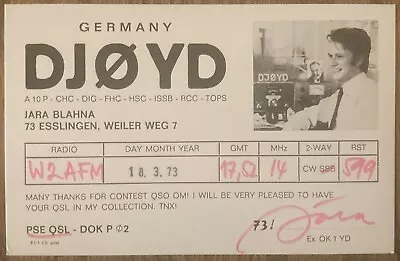 QSL Card - Esslingen Germany - Jara Blahna - DJ0YD - 1972 - Photo Postcard • $5