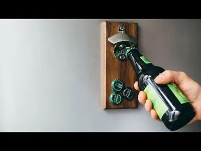 Hammer + Axe Magnetic Bottle Opener Wood Metal New Box Fridge Wall Mountable   • $21