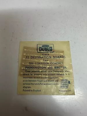 Hornby Dublo OO Gauge Railways 32899 Paddington & Bristol 12 Destination Boards • $50