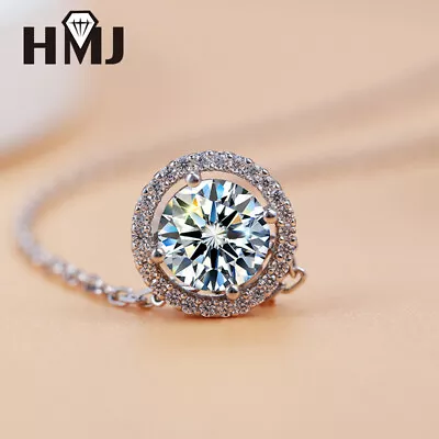 925 Silver 1ct Real Moissanite Solitaire Pendant Necklace GRA Passes Tester Gift • $29.60