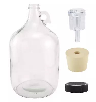 North Mountain Supply 1 Gallon Glass Fermenting Jug With Handle 6.5 Rubber Stop • $19.87