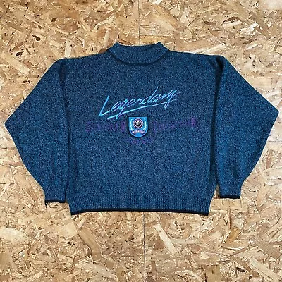 Vintage 90s I.O.U. Teal Legendary Embroidered Sweater Size L • $28