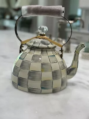 MacKenzie Childs Sterling Check Enamel 3qt. Tea Kettle • $125