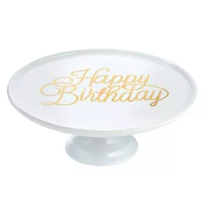 Ceramic Cake Stand Happy Birthday Size 10.7in Dia X 4in H Pack Of 2 • $109.99