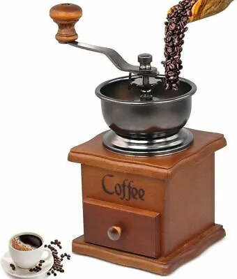 Fine Kitchen Vintage Wooden Manual Coffee Bean Grinder With Handle HW-677 • $21.95