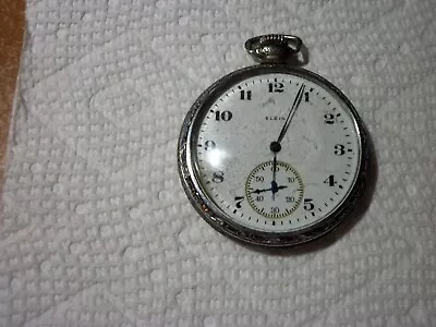 Vintage Elgin Open Face Pocket Watch Size 12s Works Good Is In Good Condition • $69.95