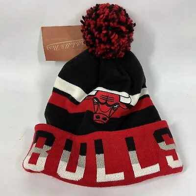 NBA Chicago Bulls Mitchell & Ness M&N Adult Cuffed Pom Knit Hat Cap Beanie NEW • $19.99