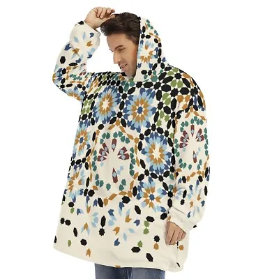 Oversize Hoodie Cape Warm Festival Long Woven Rainbow Men Women Poncho Hooded  • $38