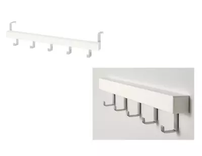 New IKEA TJUSIG Wall/door Rack With Knobs White 23 ½   Solid Wood 702.426.56 • £25.21