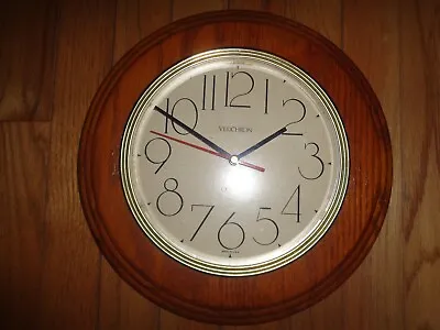 Vintage Verichron Quartz Wood Wall Clock 11 1/2  Diameter -- Made In USA -- • $11.99