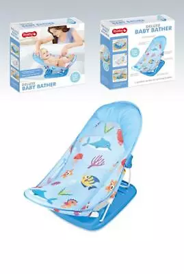 Deluxe Baby Bath Seat Support Recline Foldable 3 Postion Easy Bath Cradle Blue • £18.99