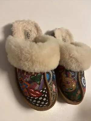 UGGS Cozy II Slippers Kids 2 Custom Design Art Tiktok Beach Sunset Peace Smiley • $34.88