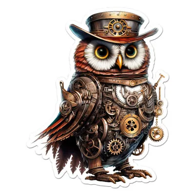 Steampunk Owl Gears Vinyl Decal Sticker Indoor Outdoor 3 Sizes #11914 • $15.57