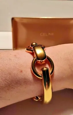 Céline Large Loop Ring Gold Plated Bracelet With Original Case - Vintage • $455