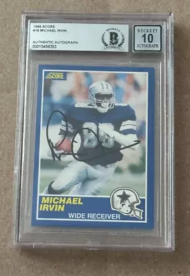 Michael Irvin Signed 1989 Score Rc W/auto Grade 10 Beckett Certified Authentic • $234.06