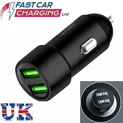 Fast Car Charger 2 USB Port For Iphone Samsung Cigarette Lighter Socket Adapter • £2.99