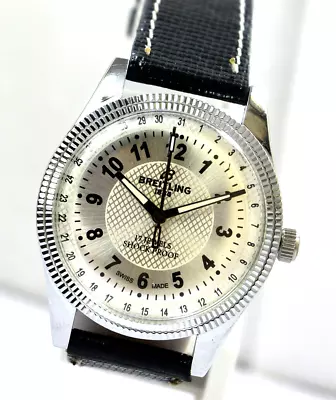 Vintage Breitling Silver Dial 17 Jewels Hand Wind Mechanical Men's Wrist Watch • $89.99