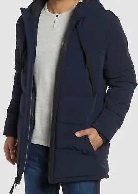 $798 Marc New York Mens Blue Down Insulated Hooded Quilted Parka Jacket Coat 2XL • $99.98