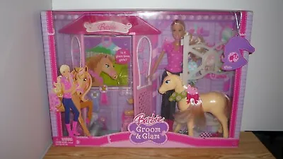 🐴RARE Mattel BARBIE Groom & Glam Set 2008 Doll HORSE Stable Pony NRFB NIB Pink • $84.62