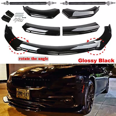 For E36 E46 E90 E91 E92 Front Bumper Lip Body Kit Spoiler Splitter Gloss Black • $59.99