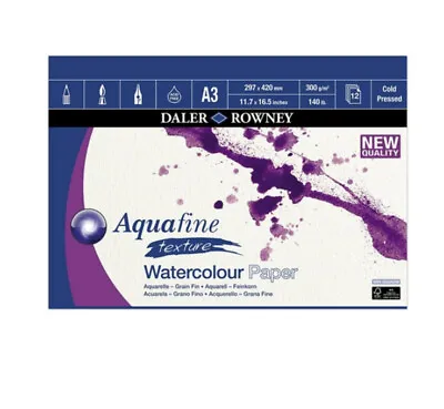 Daler Rowney Aquafine Textured Watercolour Gouache 300 GSM A3 Paper Professional • £16.99