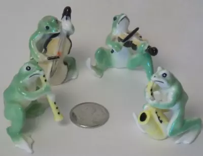 Frog Musical Jazz Quartet Bone China Four Miniature Figurine Set Japan Pre-owned • $192.93