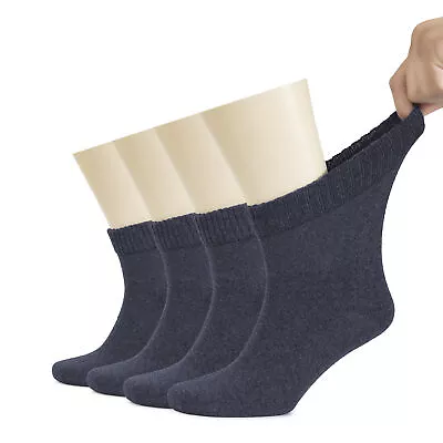 Hugh Ugoli Cotton Diabetic Men's Socks Ankle Loose Wide Stretchy 4 Pairs • $14.99