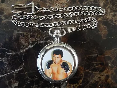 Muhammad Ali Chrome Pocket Watch With Chain (new)  • $18.64