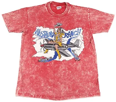 RARE Vintage 90s Acid Wash Single Stitch T Shirt L MUSTANG RANCH Brothel Reno NV • $104.99