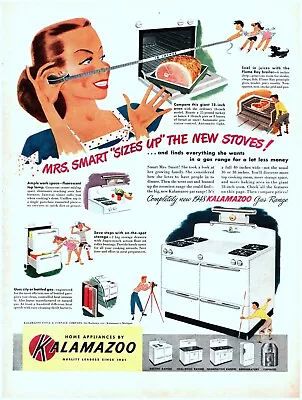 1948 Kalamazoo Gas Range Vintage Print Ad Scottie Dog Steak Ham Surveyor MCM  • $8.99