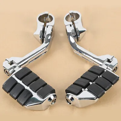 Chrome Long Angled Highway Foot Pegs Rest Fit For 1 1/4  1.25  Engine Guard Bar • $40.19