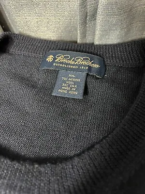 Brooks Brothers Sweater XXL Dark Blue 70% Merino Wool 30% Silk Has Small Spot • $16