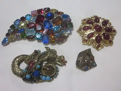 Vintage Designer Jewelry Lot Trifari Red Cabochon HAR Dragon Juliana Brooch Pin • $39.99