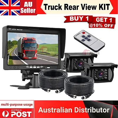 7  HD LCD Monitor 12V/24V IR CCD 4PIN Car Reversing Two Camera For Truck Caravan • $109.99