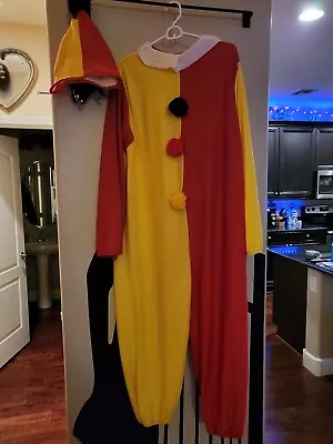 Vintage 90's Clown Costume Jumpsuit W/ Hat L Size Halloween Birthday Party • $25