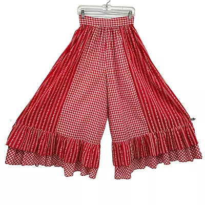 Vintage Handmade Palazzo Pants 28  Waist XS Small Red Gingham Wide Leg Womens • $129.99