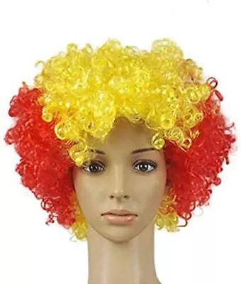 Football World Cup Spain Spanish Afro Red Yellow Afro WIG FANCY DRESS Costume • £4.99