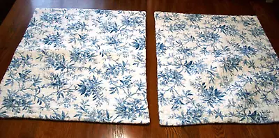 Laura Ashley Blue White Floral Quilted Cotton Pair Standard Pillow Shams • $19