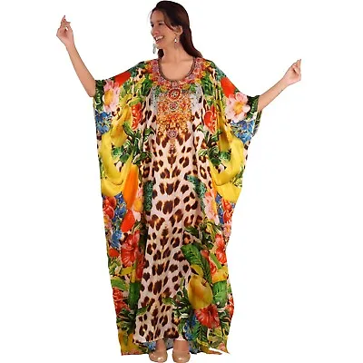 NEW Embellished Kaftans Silk Blend O/Size 22 24 26 28 30 Animal Print • $69