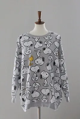 H&M + SNOOPY + Woodstock All-Over Graphic Sweatshirt : Gray - Large L • $18.99